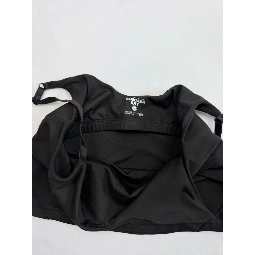 Sommer Ray Womens Black Adjustable Strap Crop Top Camisole with Shelf Bra S/P - Picture 7 of 9
